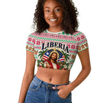 Liberia Jesus Christmas Raglan Cropped T shirt Vintage Patriotic Religious