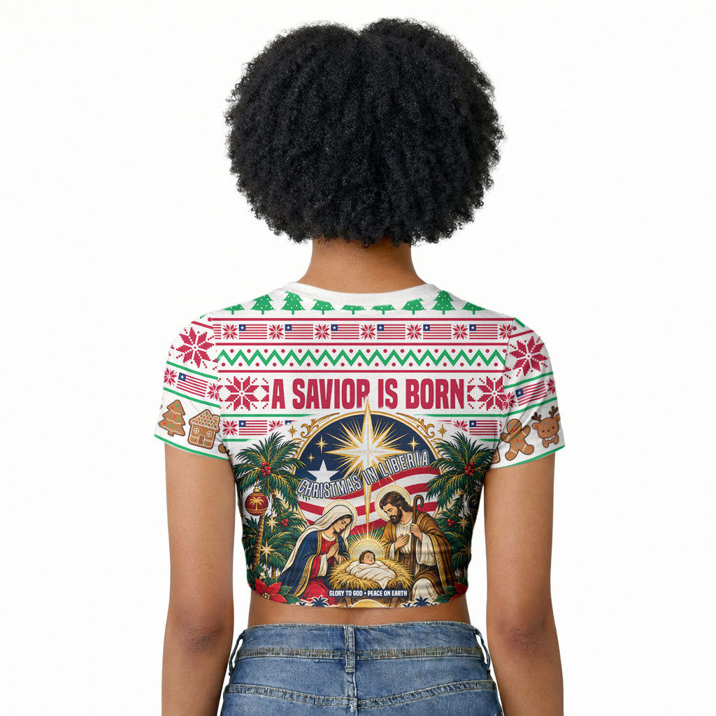 Liberia Jesus Christmas Raglan Cropped T shirt Vintage Patriotic Religious