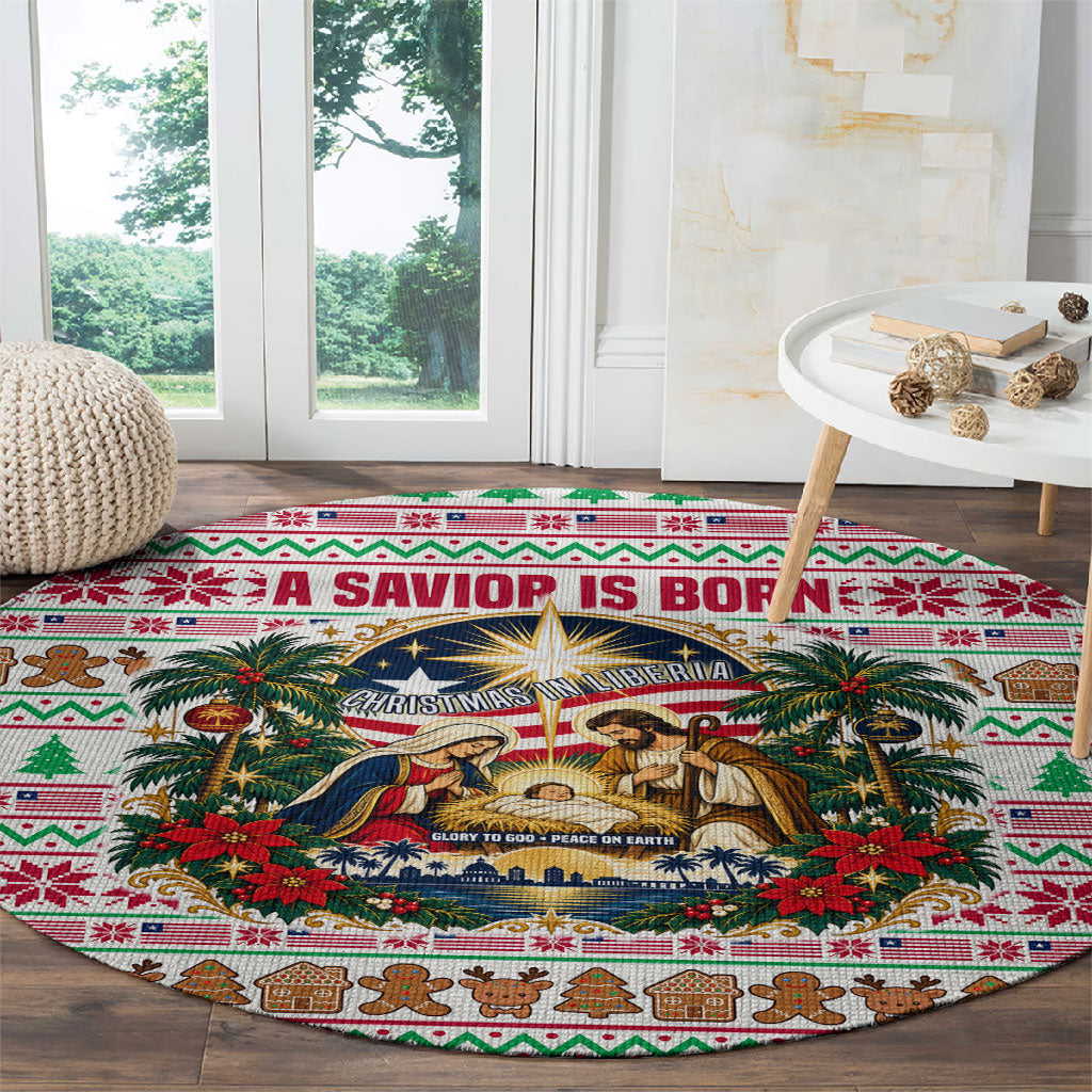 Liberia Jesus Christmas Round Carpet Vintage Patriotic Religious