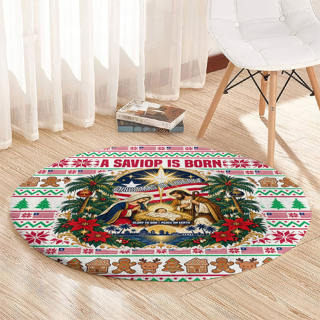 Liberia Jesus Christmas Round Carpet Vintage Patriotic Religious