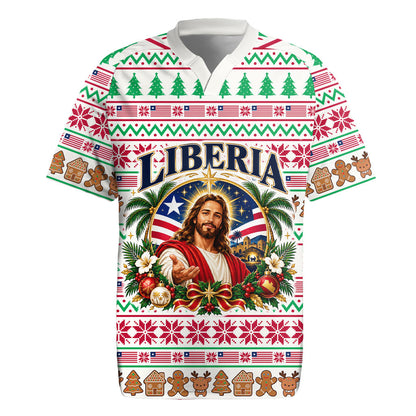 Liberia Jesus Christmas Rugby Jersey Vintage Patriotic Religious