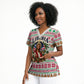 Liberia Jesus Christmas Scrub Top Vintage Patriotic Religious