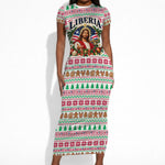 Liberia Jesus Christmas Short Sleeve Bodycon Dress Vintage Patriotic Religious