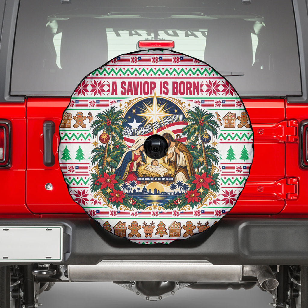 Liberia Jesus Christmas Spare Tire Cover Vintage Patriotic Religious