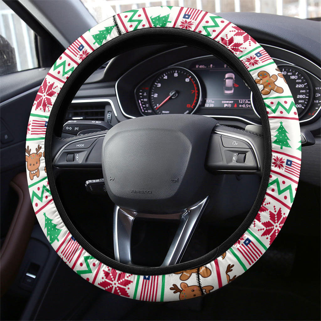 Liberia Jesus Christmas Steering Wheel Cover Vintage Patriotic Religious