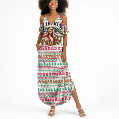 Liberia Jesus Christmas Summer Maxi Dress Vintage Patriotic Religious