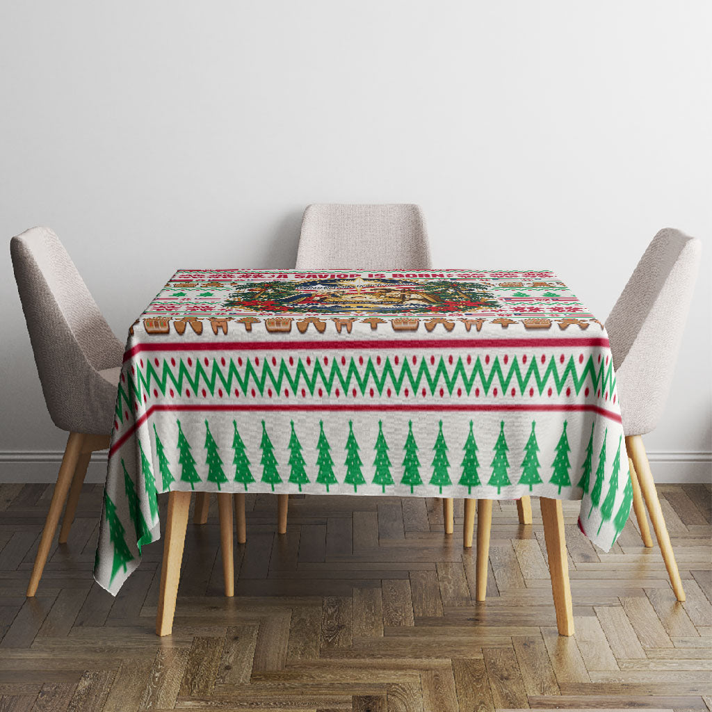 Liberia Jesus Christmas Tablecloth Vintage Patriotic Religious