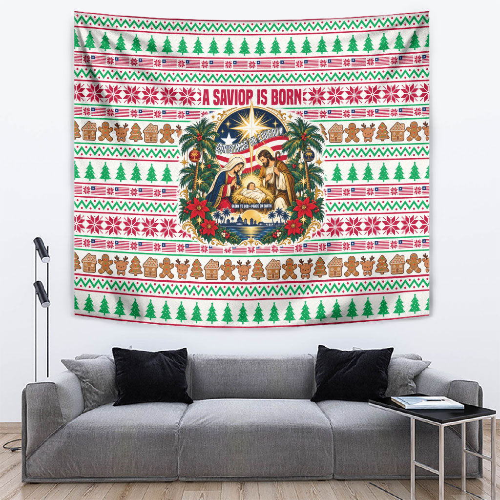 Liberia Jesus Christmas Tapestry Vintage Patriotic Religious