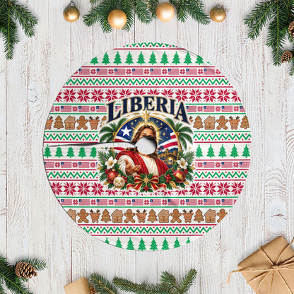 Liberia Jesus Christmas Tree Skirt Vintage Patriotic Religious