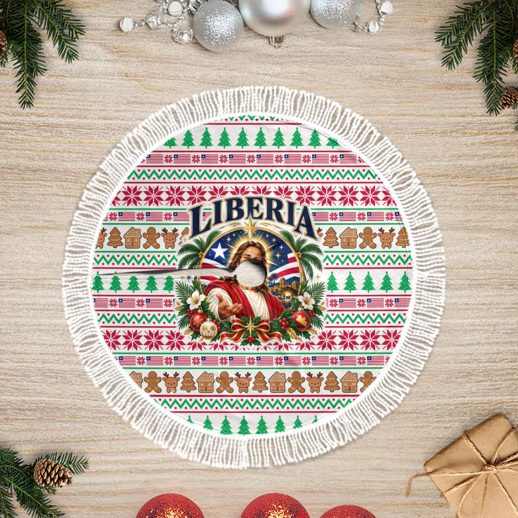 Liberia Jesus Christmas Tree Skirt Vintage Patriotic Religious