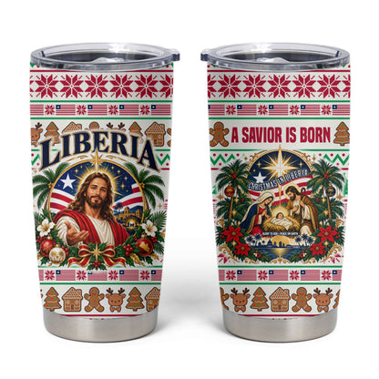 Liberia Jesus Christmas Tumbler Cup Vintage Patriotic Religious