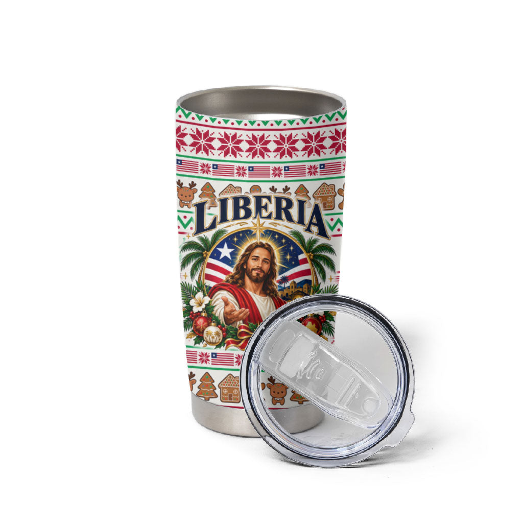 Liberia Jesus Christmas Tumbler Cup Vintage Patriotic Religious
