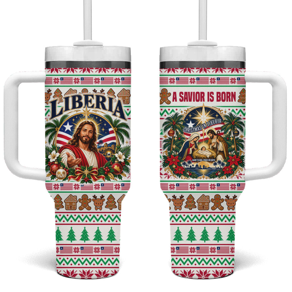 Liberia Jesus Christmas Tumbler With Handle Vintage Patriotic Religious