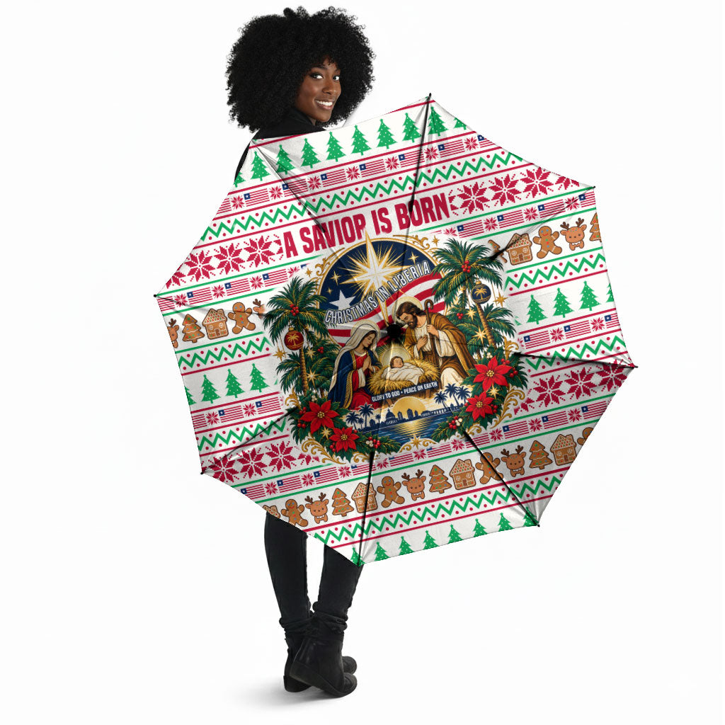 Liberia Jesus Christmas Umbrella Vintage Patriotic Religious