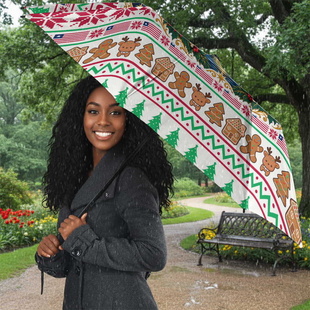 Liberia Jesus Christmas Umbrella Vintage Patriotic Religious