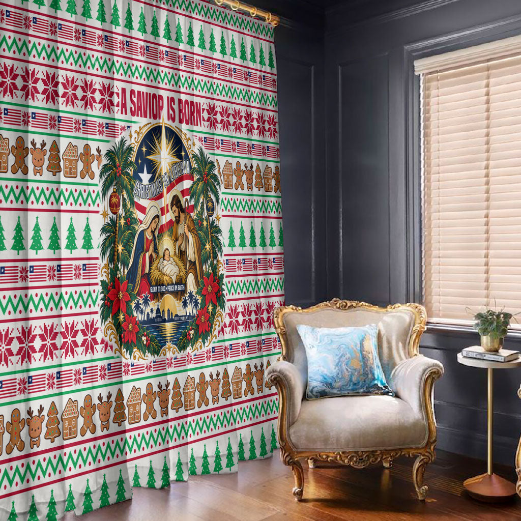Liberia Jesus Christmas Window Curtain Vintage Patriotic Religious
