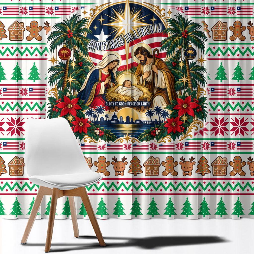 Liberia Jesus Christmas Window Curtain Vintage Patriotic Religious