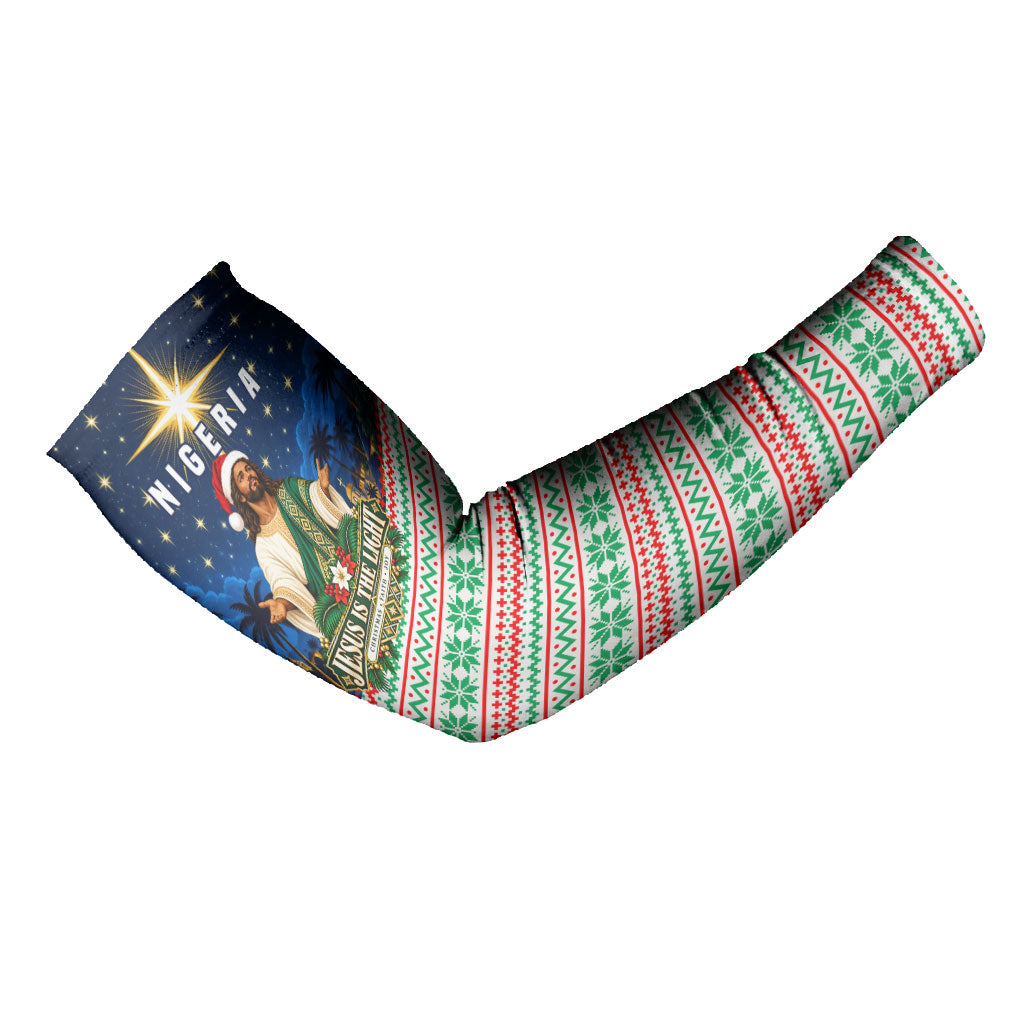 Nigeria Jesus Christmas Faith Light Arm Sleeves Nigerian Flag Christmas Nativity Scene