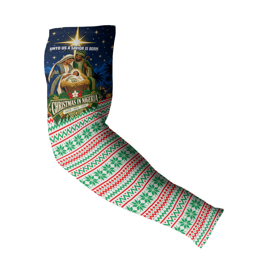 Nigeria Jesus Christmas Faith Light Arm Sleeves Nigerian Flag Christmas Nativity Scene