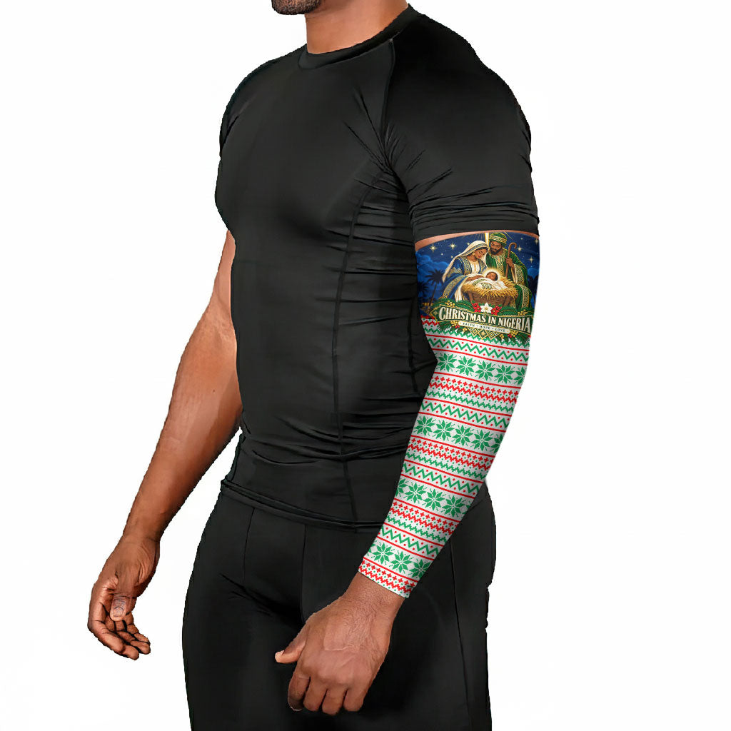Nigeria Jesus Christmas Faith Light Arm Sleeves Nigerian Flag Christmas Nativity Scene