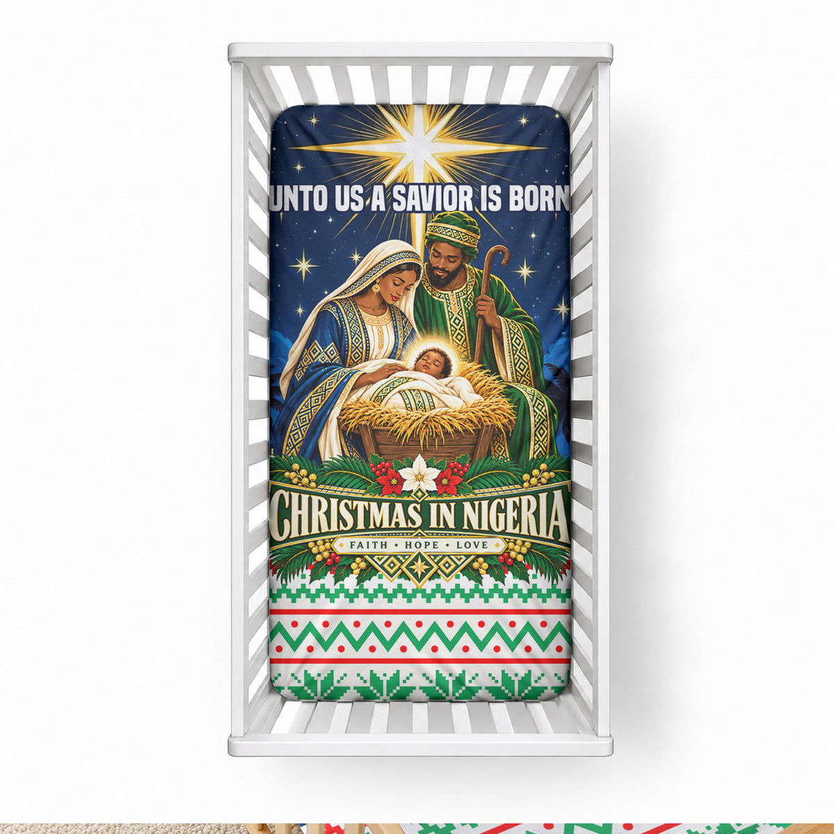 Nigeria Jesus Christmas Faith Light Baby Bed Cover Nigerian Flag Christmas Nativity Scene