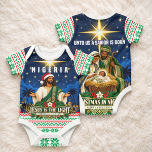 Nigeria Jesus Christmas Faith Light Baby Onesie Nigerian Flag Christmas Nativity Scene