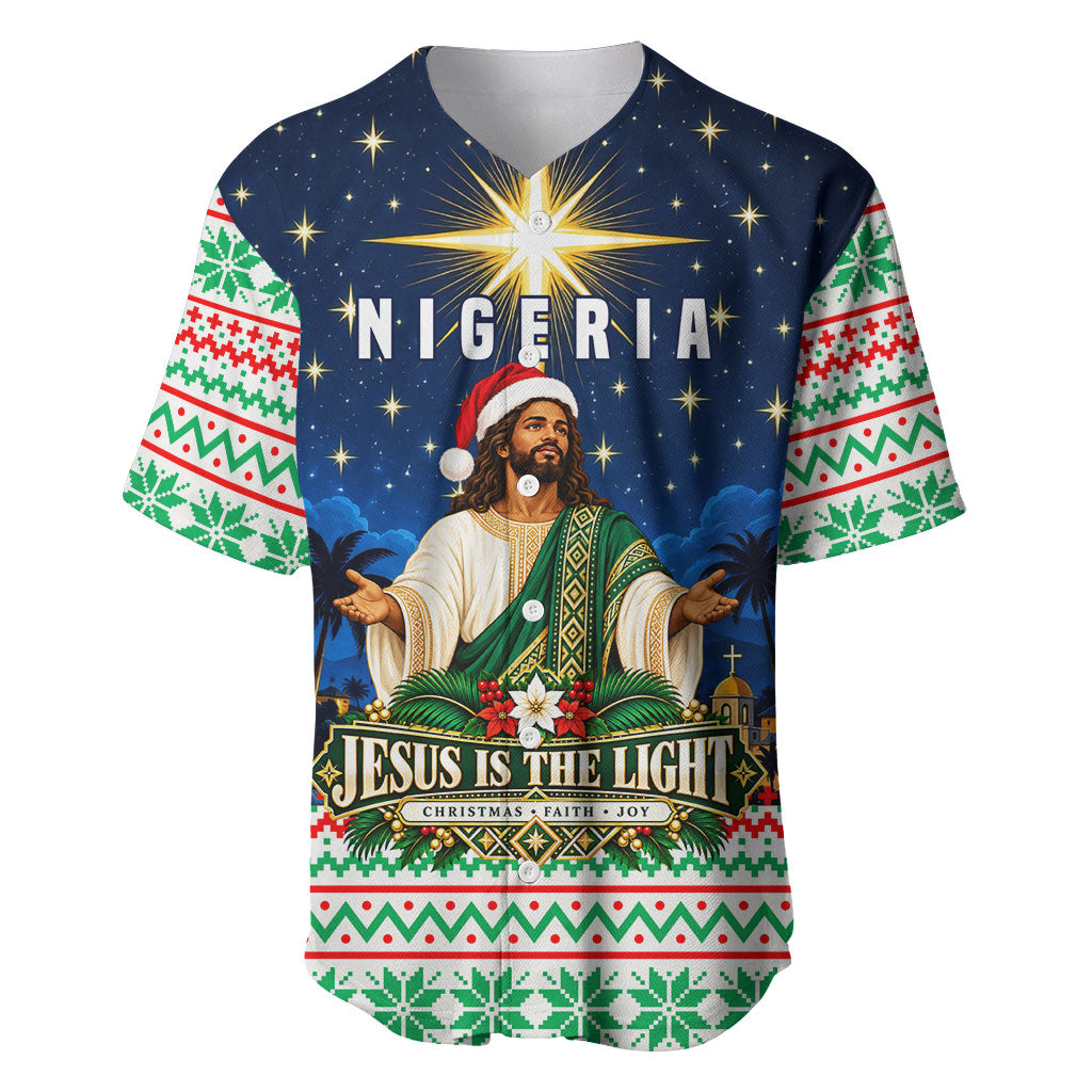 Nigeria Jesus Christmas Faith Light Baseball Jersey Nigerian Flag Christmas Nativity Scene