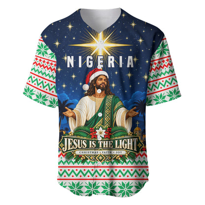 Nigeria Jesus Christmas Faith Light Baseball Jersey Nigerian Flag Christmas Nativity Scene
