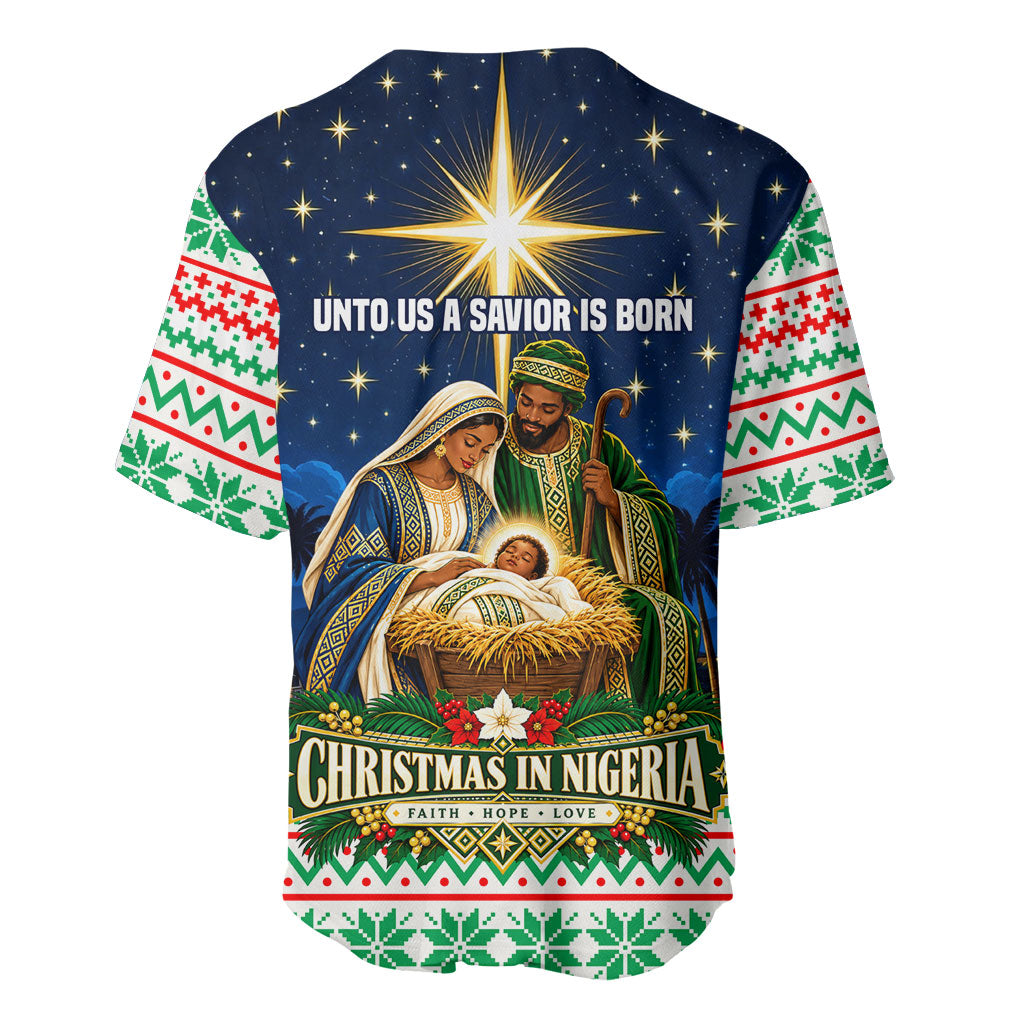 Nigeria Jesus Christmas Faith Light Baseball Jersey Nigerian Flag Christmas Nativity Scene
