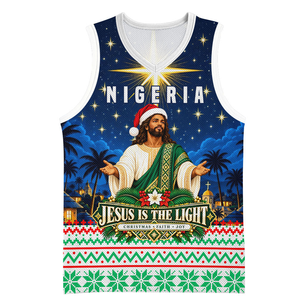 Nigeria Jesus Christmas Faith Light Basketball Jersey Nigerian Flag Christmas Nativity Scene