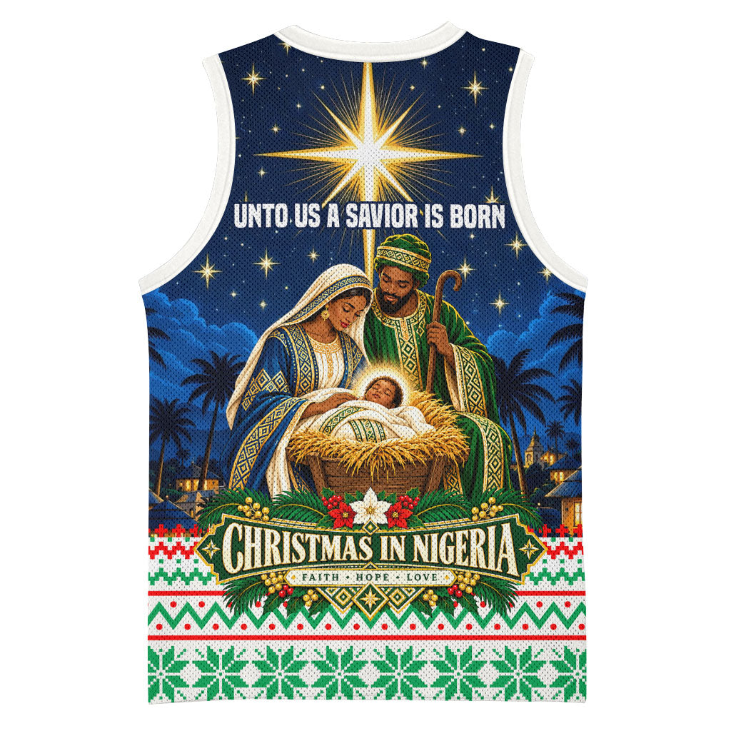 Nigeria Jesus Christmas Faith Light Basketball Jersey Nigerian Flag Christmas Nativity Scene