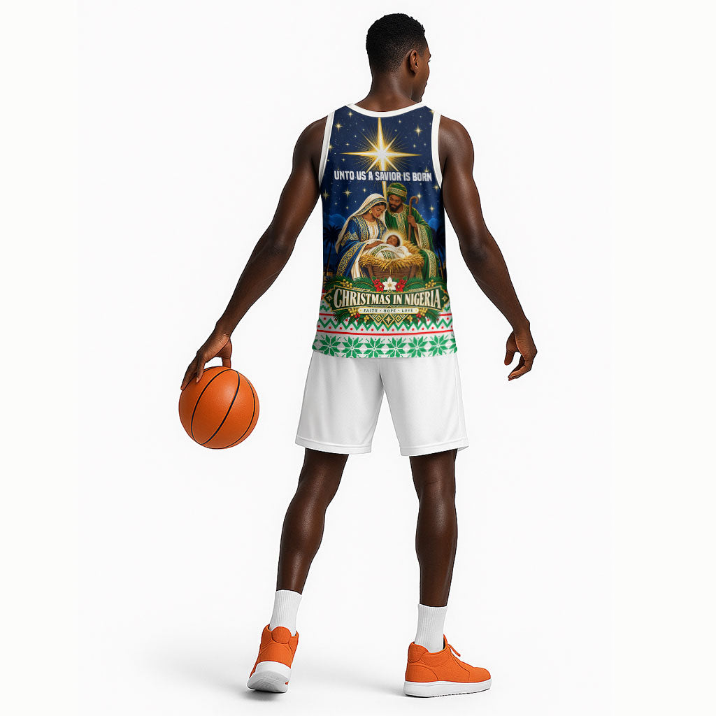 Nigeria Jesus Christmas Faith Light Basketball Jersey Nigerian Flag Christmas Nativity Scene