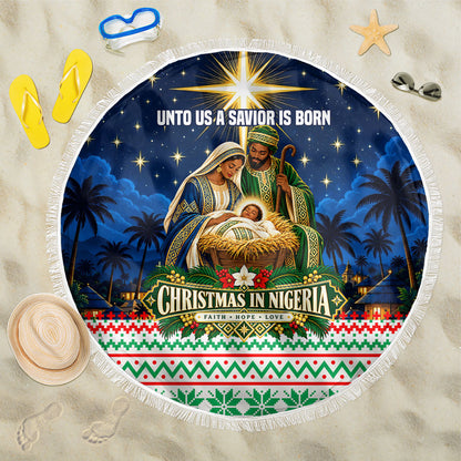 Nigeria Jesus Christmas Faith Light Beach Blanket Nigerian Flag Christmas Nativity Scene