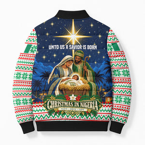 Nigeria Jesus Christmas Faith Light Bomber Puffer Jacket Nigerian Flag Christmas Nativity Scene
