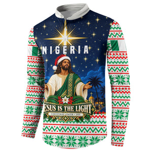 Nigeria Jesus Christmas Faith Light Button Sweatshirt Nigerian Flag Christmas Nativity Scene