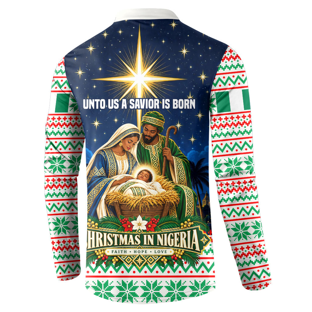 Nigeria Jesus Christmas Faith Light Button Sweatshirt Nigerian Flag Christmas Nativity Scene