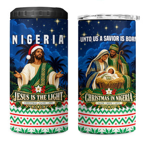 Nigeria Jesus Christmas Faith Light 4 in 1 Can Cooler Tumbler Nigerian Flag Christmas Nativity Scene