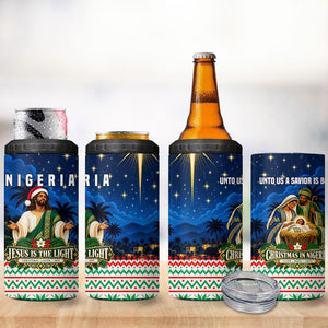 Nigeria Jesus Christmas Faith Light 4 in 1 Can Cooler Tumbler Nigerian Flag Christmas Nativity Scene
