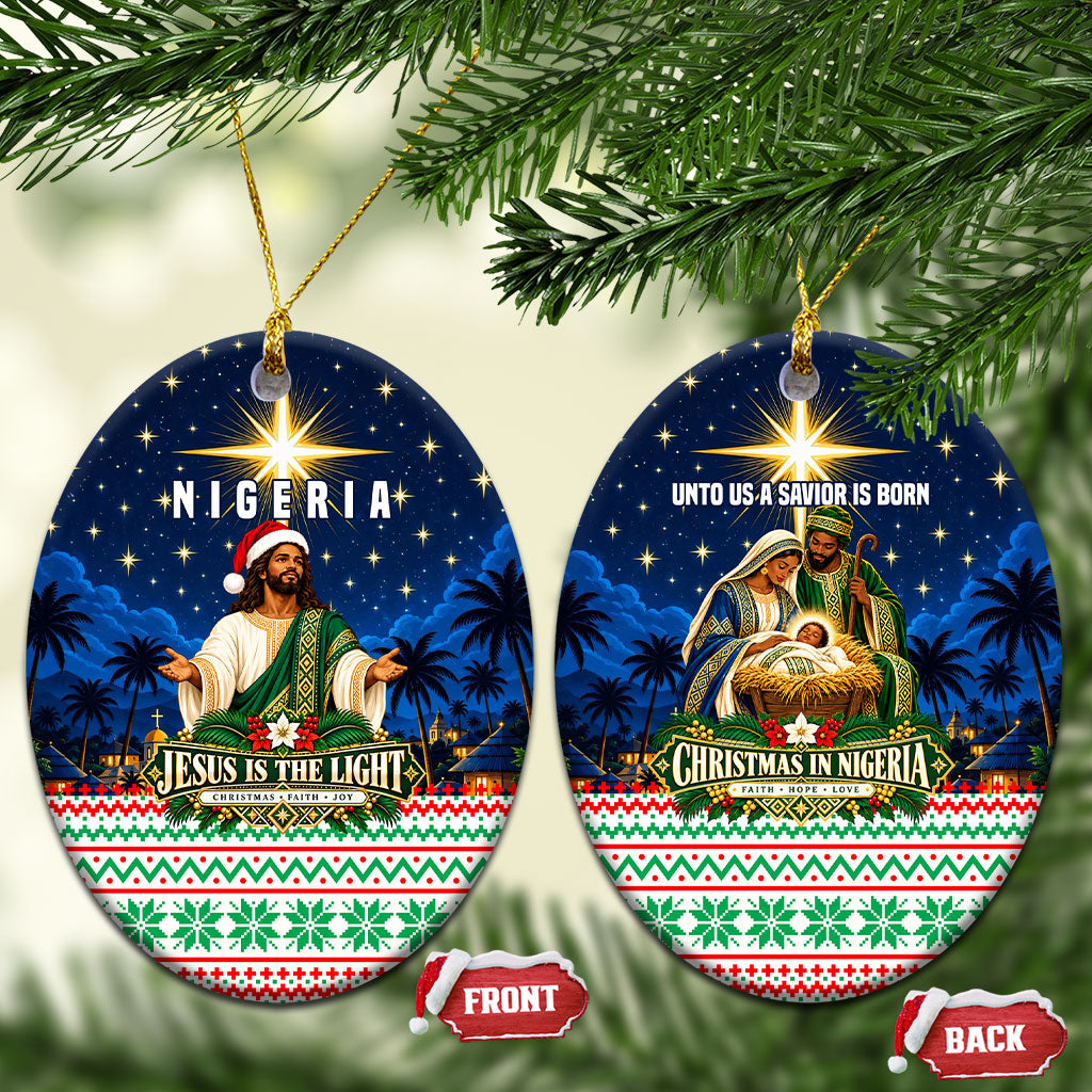 Nigeria Jesus Christmas Faith Light Ceramic Ornament Nigerian Flag Christmas Nativity Scene