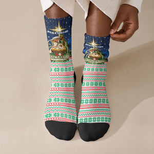 Nigeria Jesus Christmas Faith Light Crew Socks Nigerian Flag Christmas Nativity Scene
