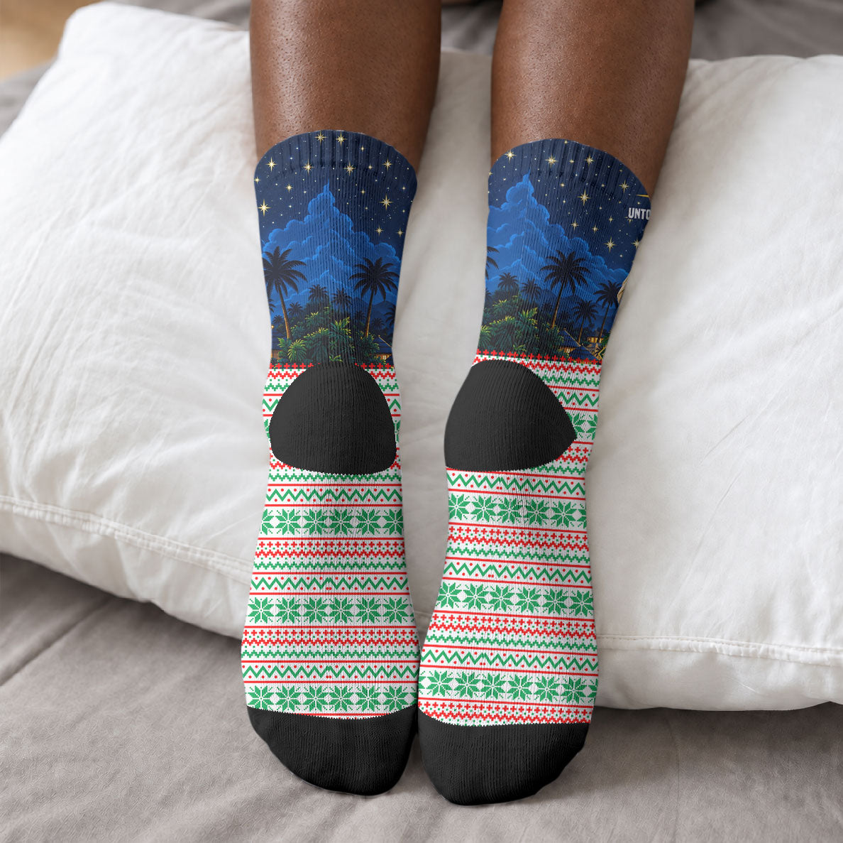 Nigeria Jesus Christmas Faith Light Crew Socks Nigerian Flag Christmas Nativity Scene