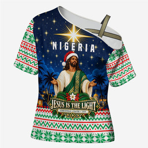 Nigeria Jesus Christmas Faith Light Cross Shoulder Shirt Nigerian Flag Christmas Nativity Scene