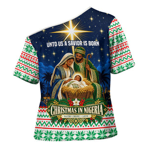 Nigeria Jesus Christmas Faith Light Cross Shoulder Shirt Nigerian Flag Christmas Nativity Scene