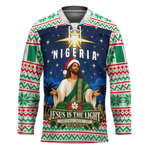 Nigeria Jesus Christmas Faith Light Hockey Jersey Nigerian Flag Christmas Nativity Scene