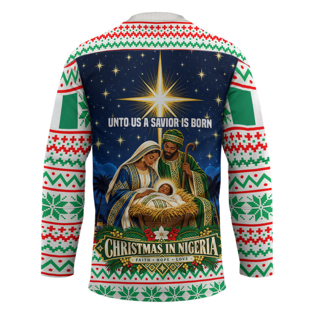 Nigeria Jesus Christmas Faith Light Hockey Jersey Nigerian Flag Christmas Nativity Scene