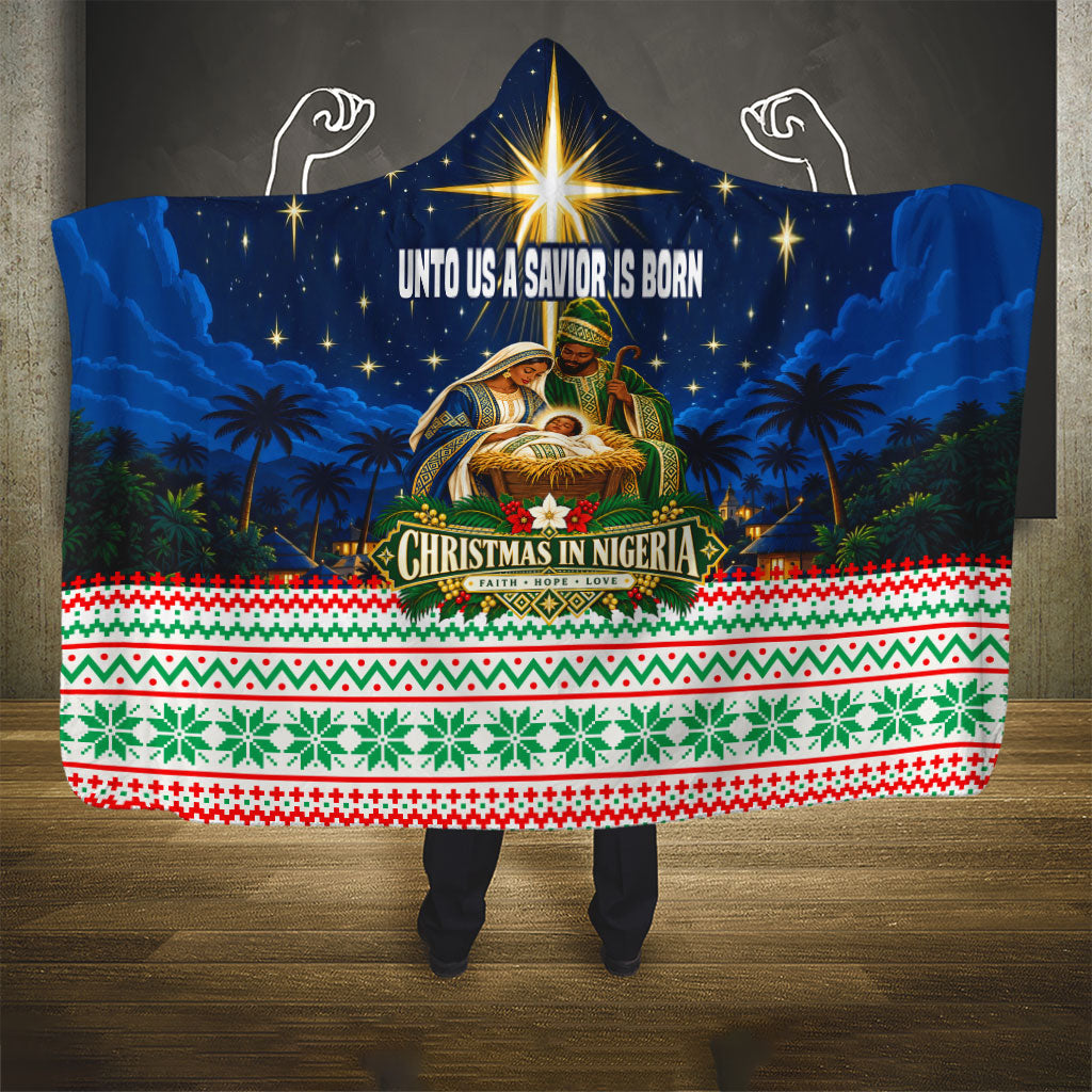 Nigeria Jesus Christmas Faith Light Hooded Blanket Nigerian Flag Christmas Nativity Scene