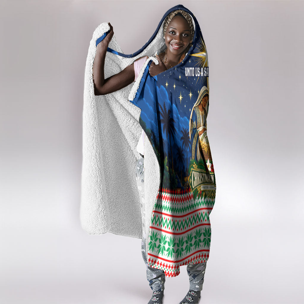 Nigeria Jesus Christmas Faith Light Hooded Blanket Nigerian Flag Christmas Nativity Scene