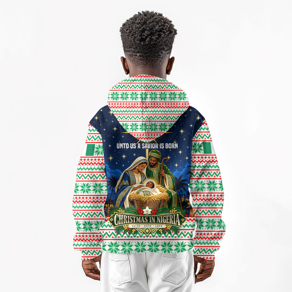 Nigeria Jesus Christmas Faith Light Kid Hoodie Nigerian Flag Christmas Nativity Scene