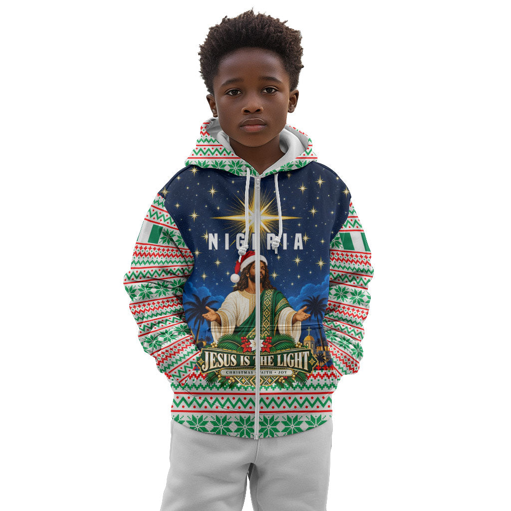 Nigeria Jesus Christmas Faith Light Kid Hoodie Nigerian Flag Christmas Nativity Scene