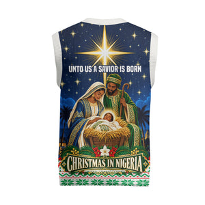 Nigeria Jesus Christmas Faith Light Christmas Knitted V-Neck Vest Nigerian Flag Christmas Nativity Scene